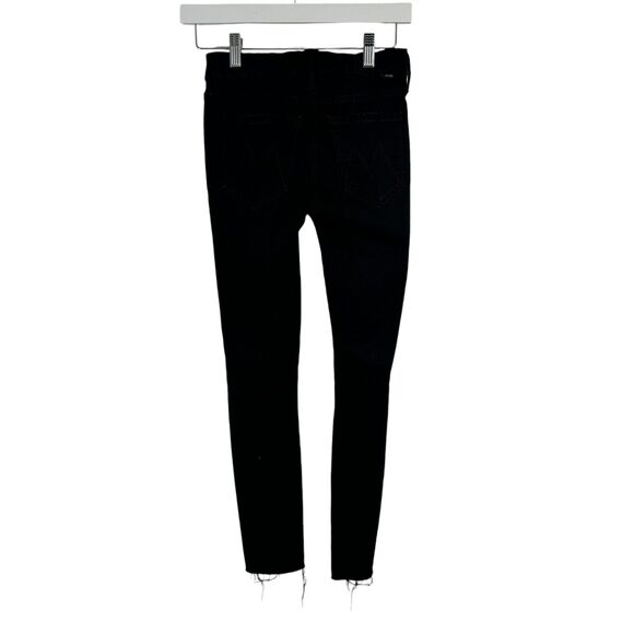 Mother Looker Ankle Fray Skinny Jeans Guilty As Sin Black Distressed Womens 23 - Picture 6 of 11